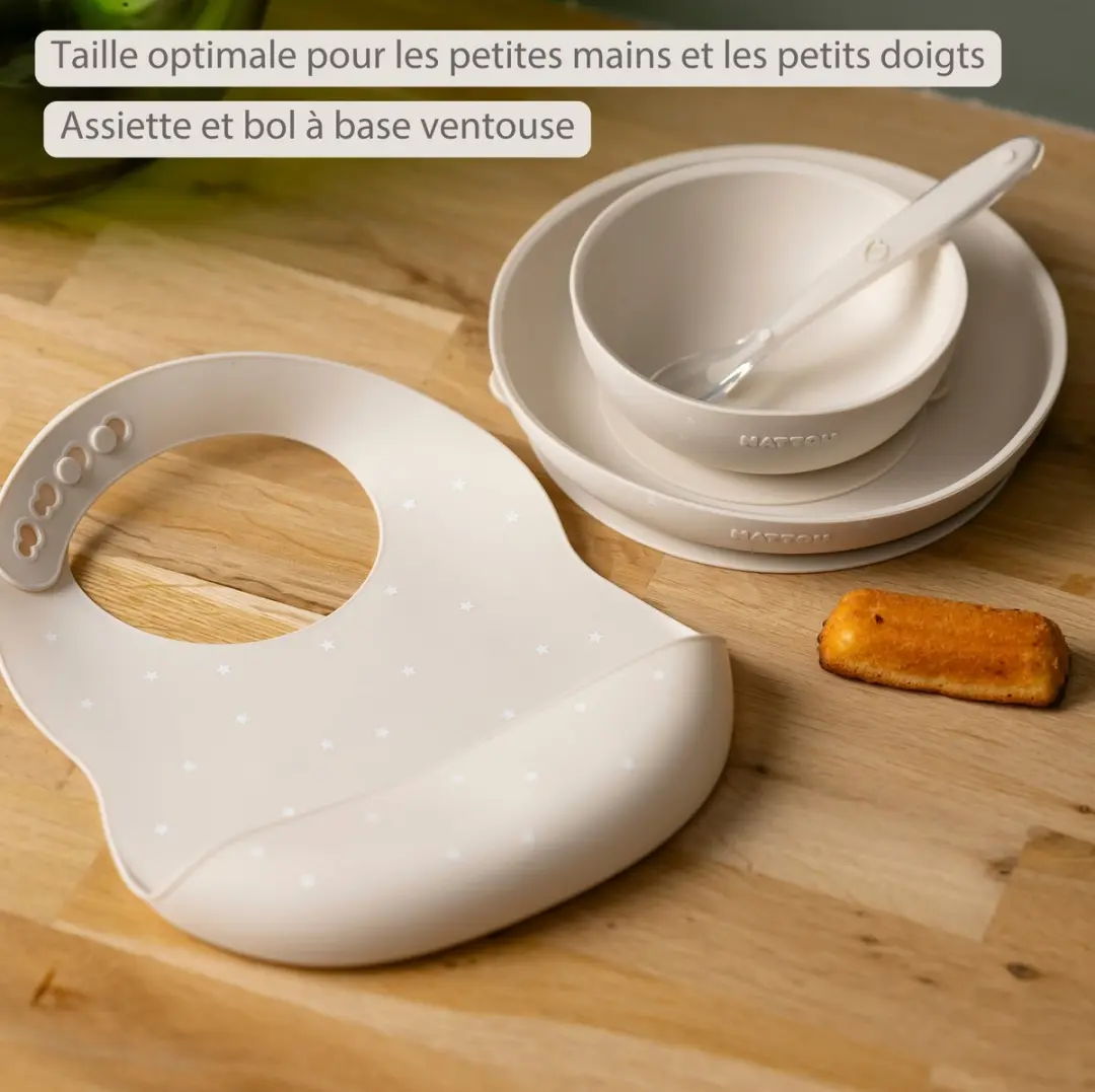 Nattou Silicone Kinderservies Bavet - 4 Stuks - Klei met Sterren