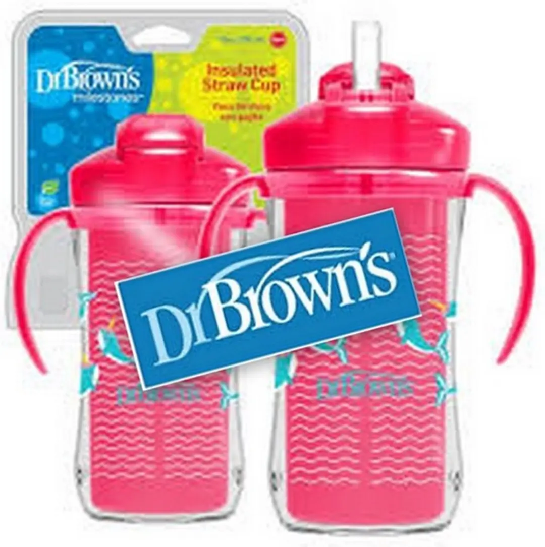 Dr. Brown's Thermische Mok met Rietje 300ml - Roze - afbeelding 5 van 5