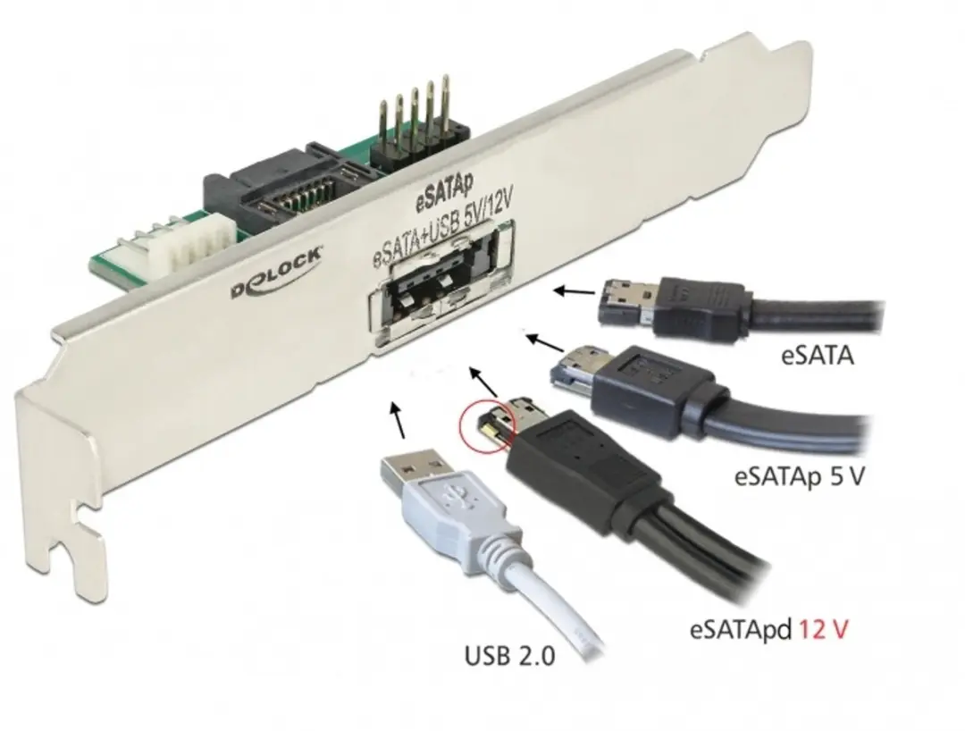 Delock Slotbracket eSATApd 5V/12V