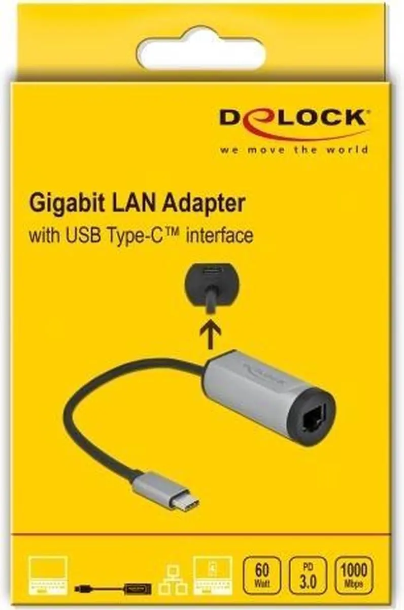 Delock 64116 USB-C naar Gigabit LAN Adapter - 5000 Mbit/s - Grijs