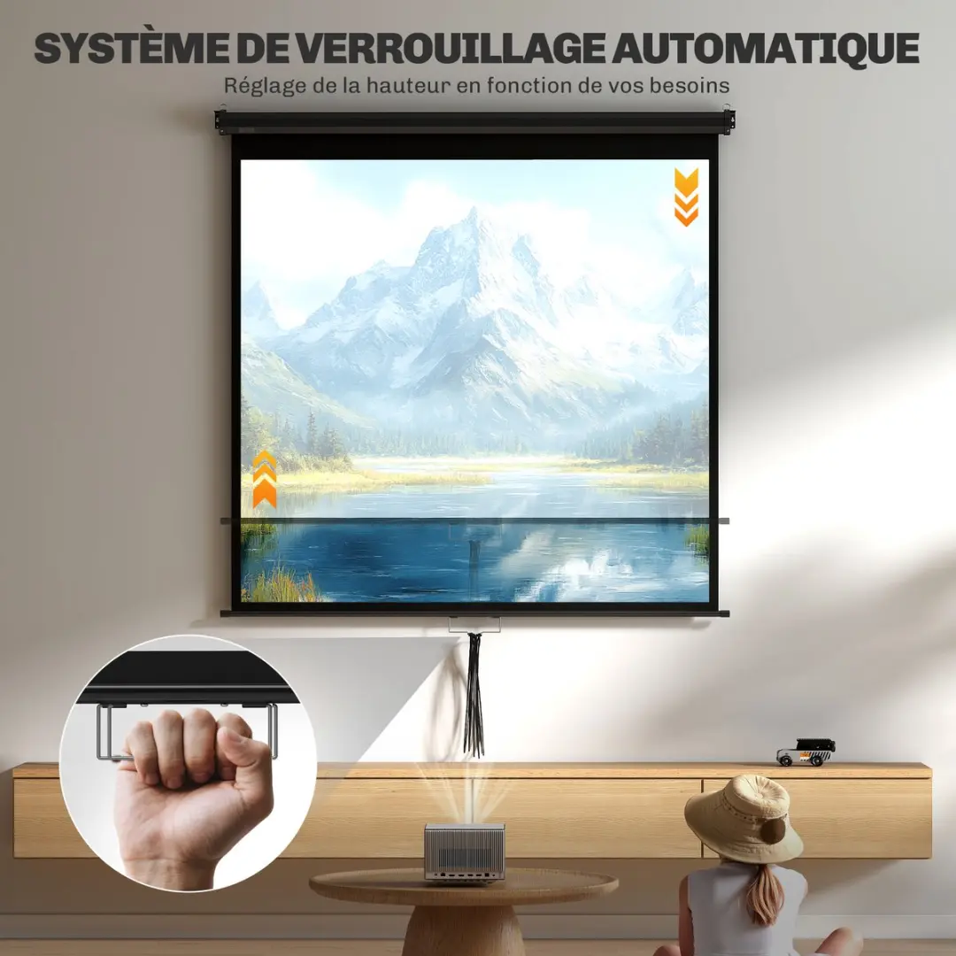 Homcom Projectiescherm 162,5x162cm - Zwart