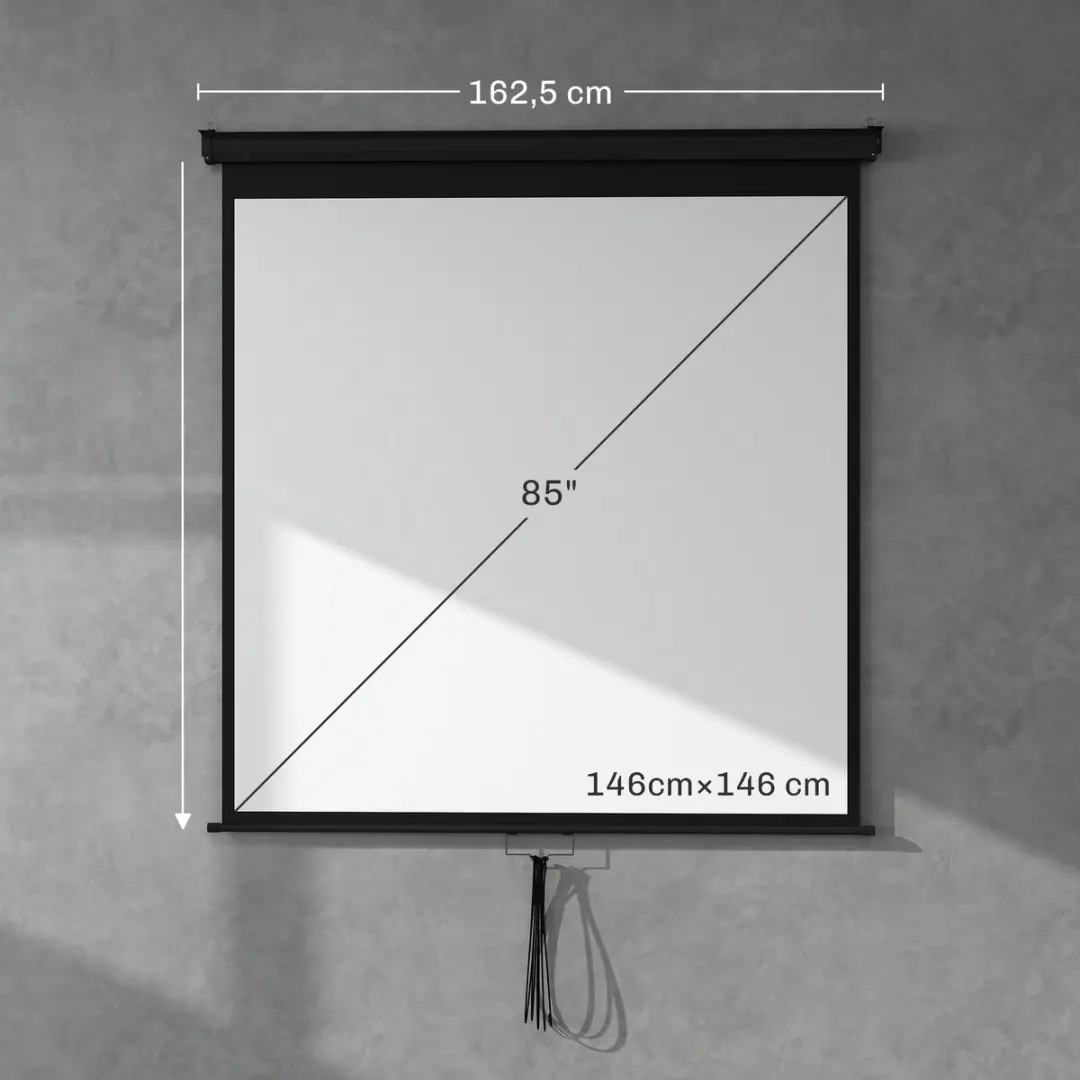 Homcom Projectiescherm 162,5x162cm - Zwart