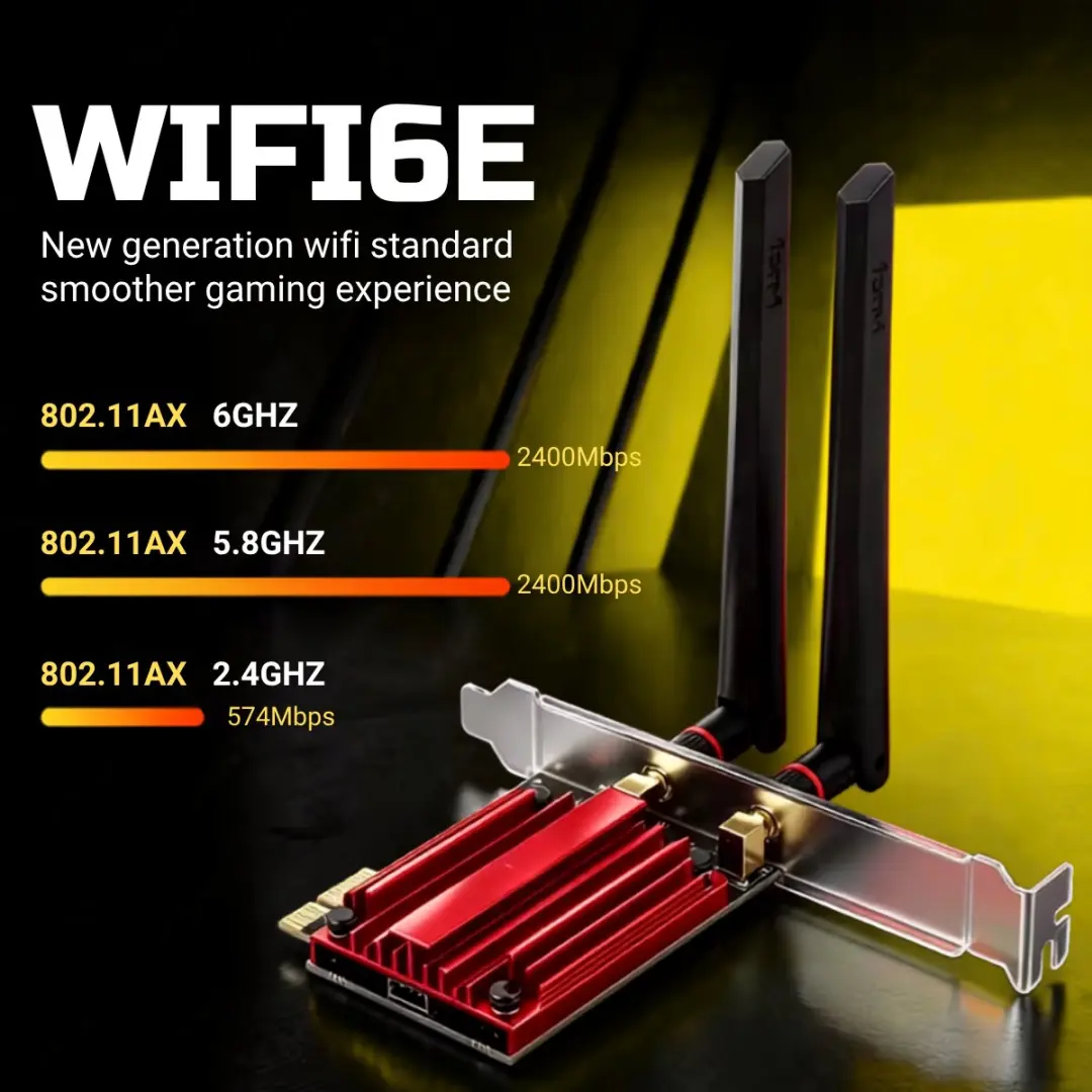 NÖRDIC PCIe AX210 WiFi Kaart 104 - Tri-Band 5400 Mbps