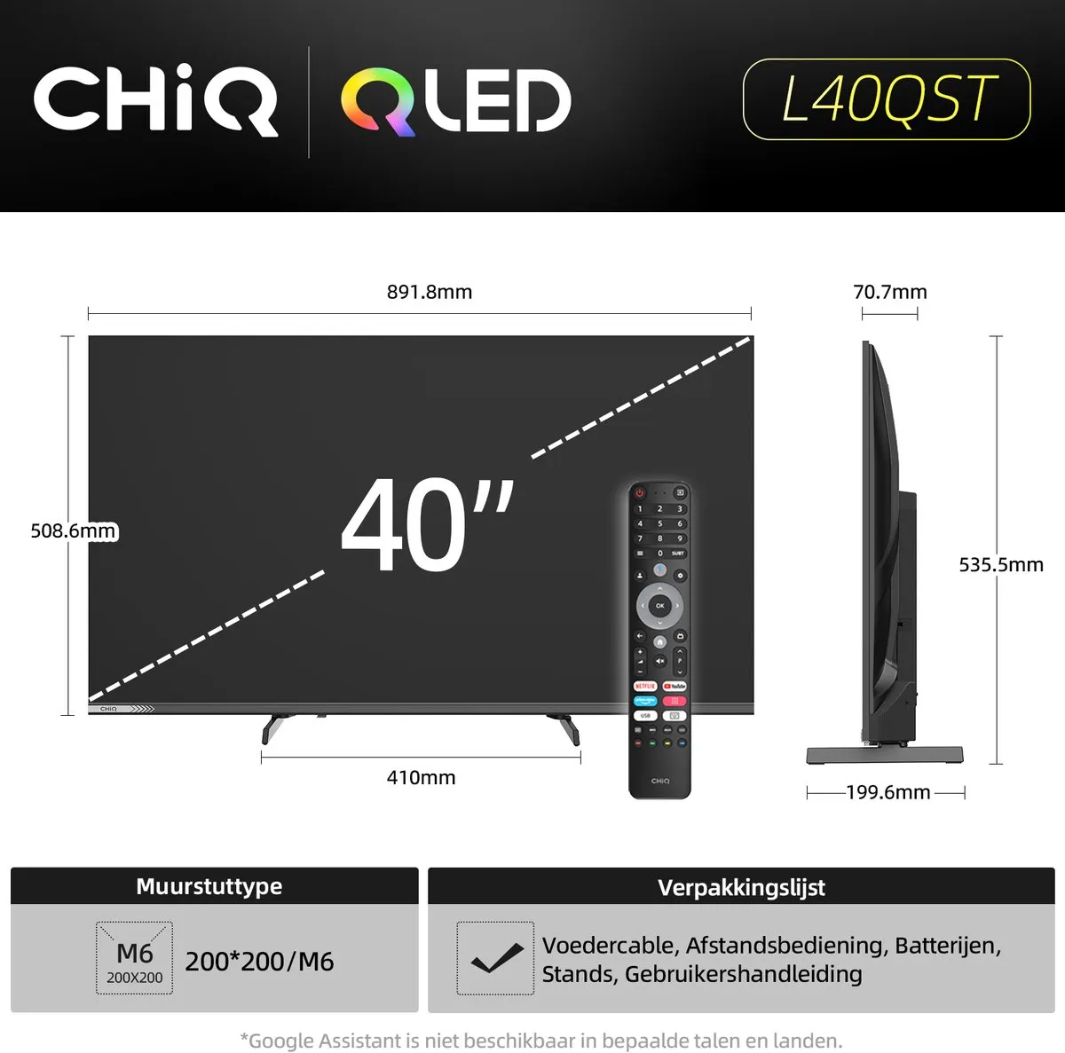 CHiQ L40QST Smart TV 40" QLED Pro - FHD - Zwart - afbeelding 6 van 6