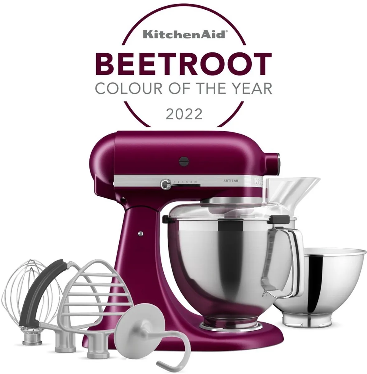 KitchenAid 5KSM195PSEBE Keukenmachine - 300W - 10 Snelheden - Bordeauxrood - afbeelding 3 van 6
