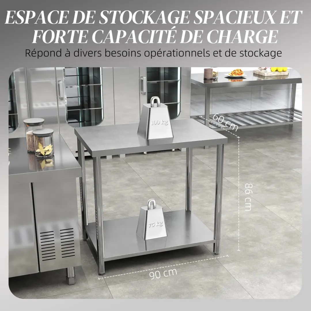 Homcom Werkbank RVS 90x60x86cm - Zilver