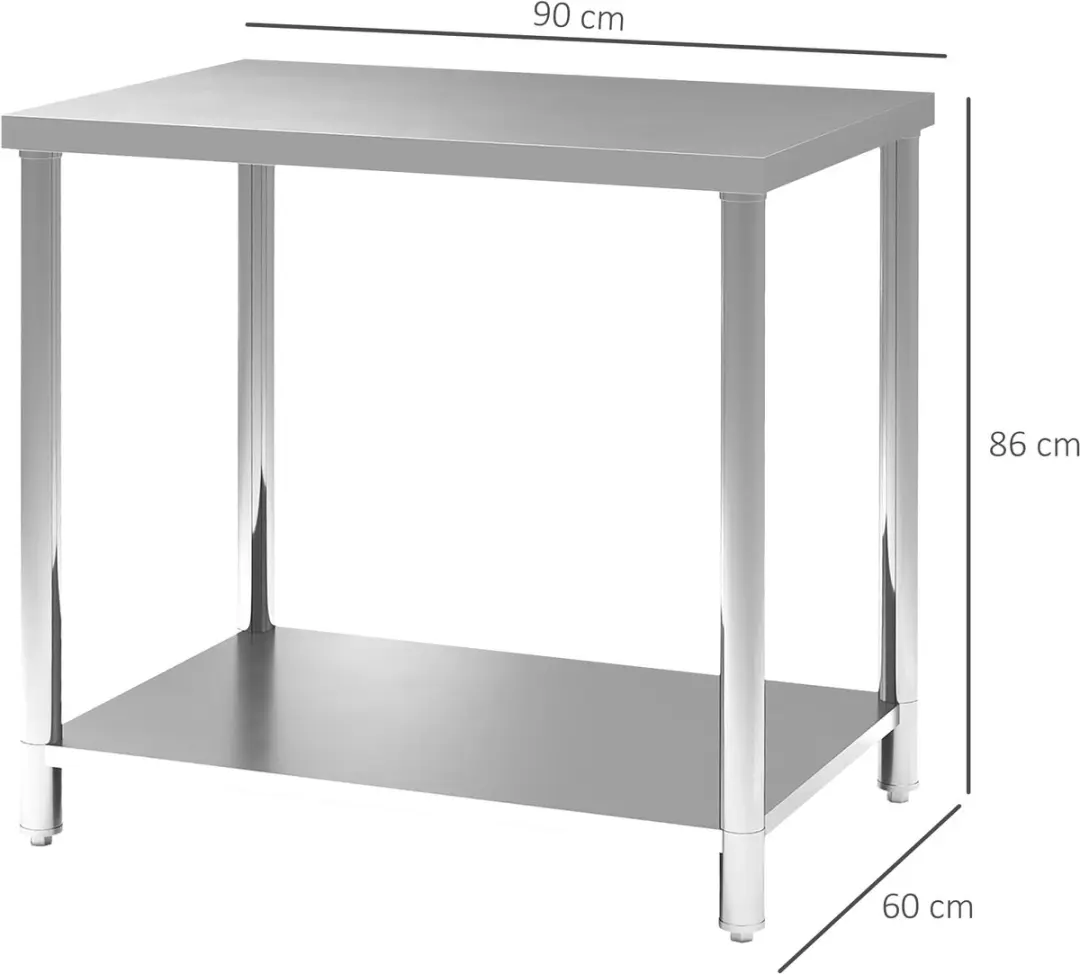 Homcom Werkbank RVS 90x60x86cm - Zilver