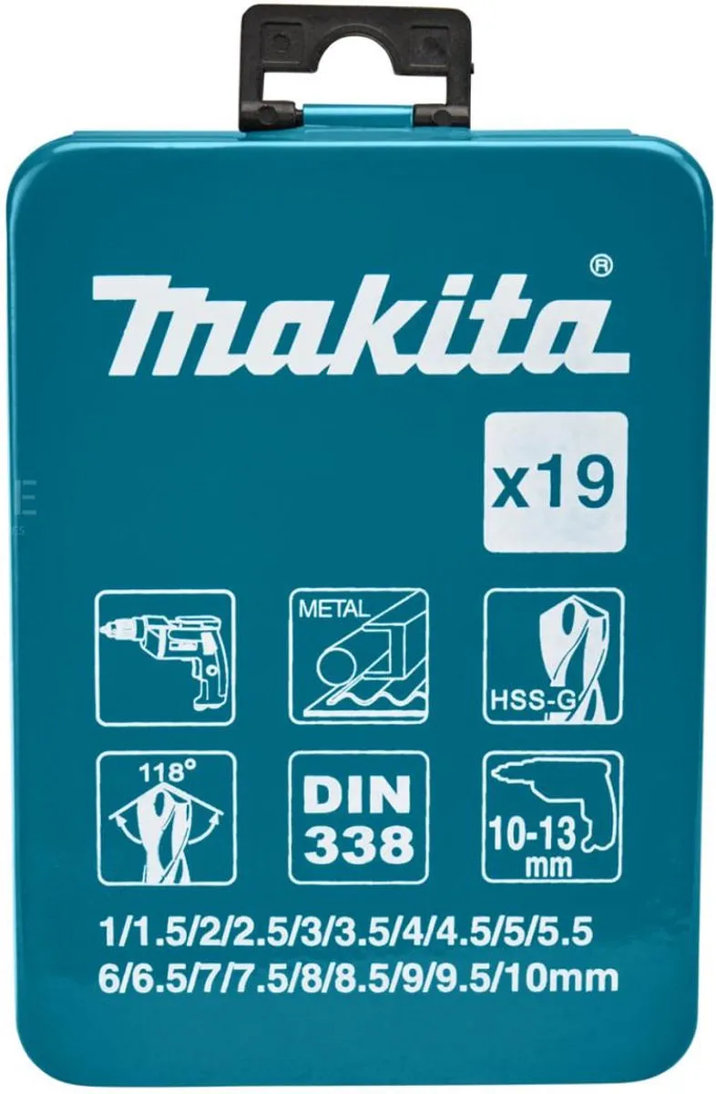 Makita D54025 Metaalborenset 19-delig - HSS-G - afbeelding 6 van 6