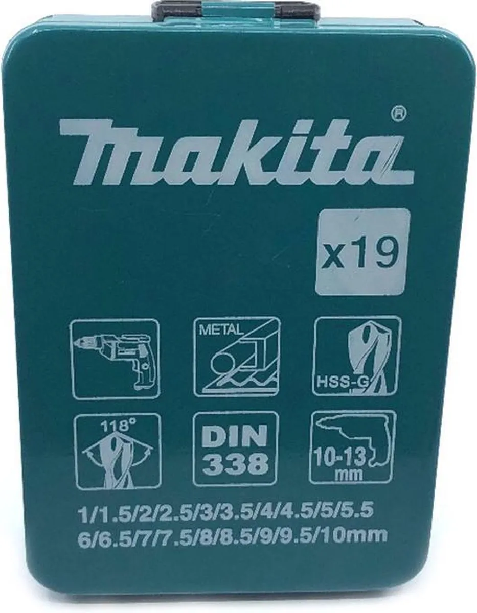 Makita D54025 Metaalborenset 19-delig - HSS-G