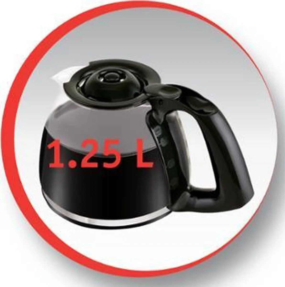 Moulinex Subito FG370811 Koffiezetapparaat 15 Koppen 1.25L - Zwart/Roestvrijstaal - afbeelding 2 van 6
