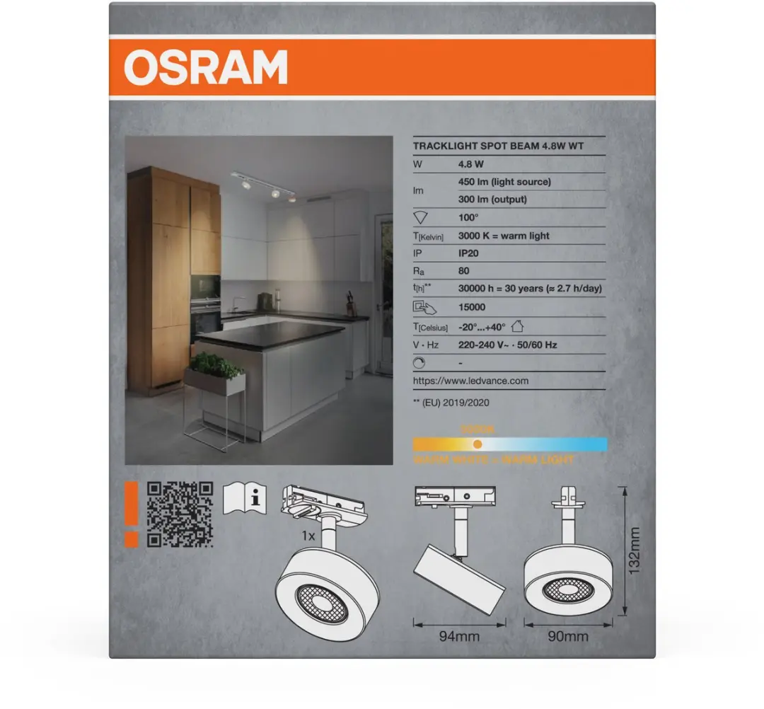 Osram Tracklight Spot Beam 4,8W 3000K - Warm wit