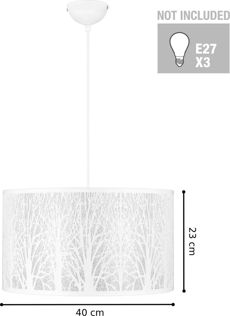 Inspire Forest Hanglamp - 3x E27 60W - Ø40cm x H23cm - Wit