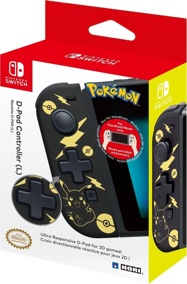 Nintendo Hori D-Pad Controller NSW-279U - Pikachu Zwart/Goud - 4310mAh