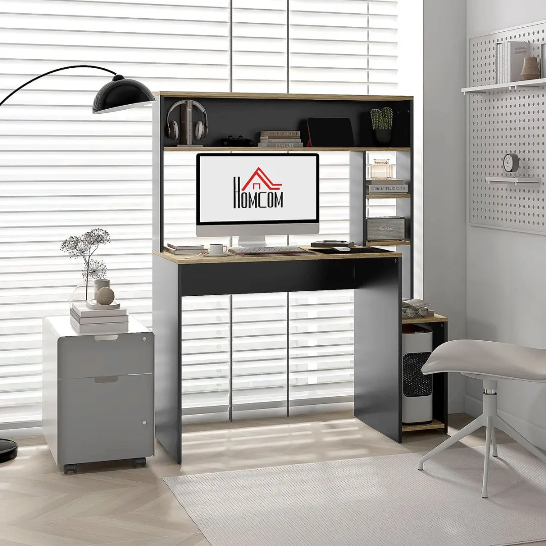 Homcom Computerbureau - 114x45x138cm - Grijs