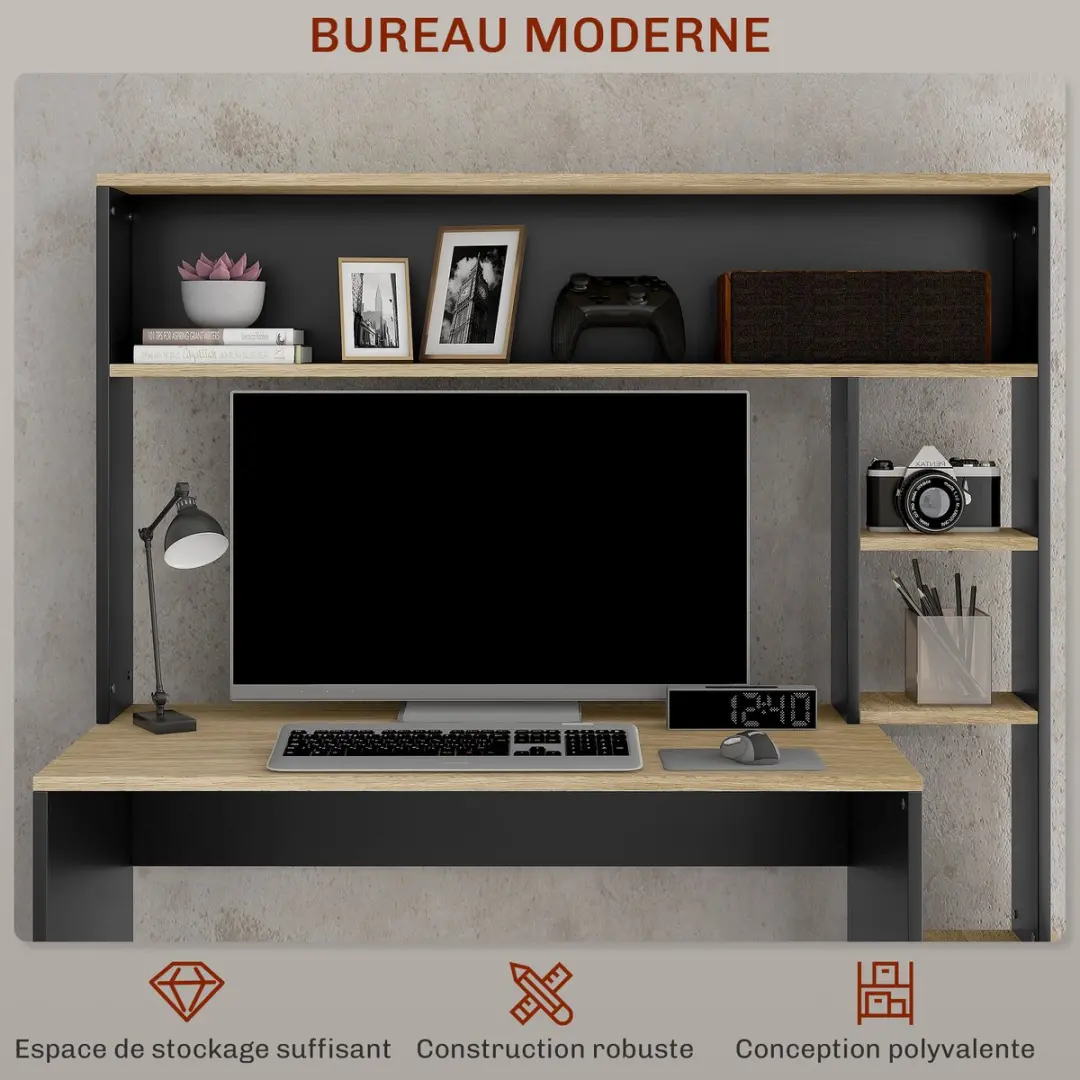 Homcom Computerbureau - 114x45x138cm - Grijs