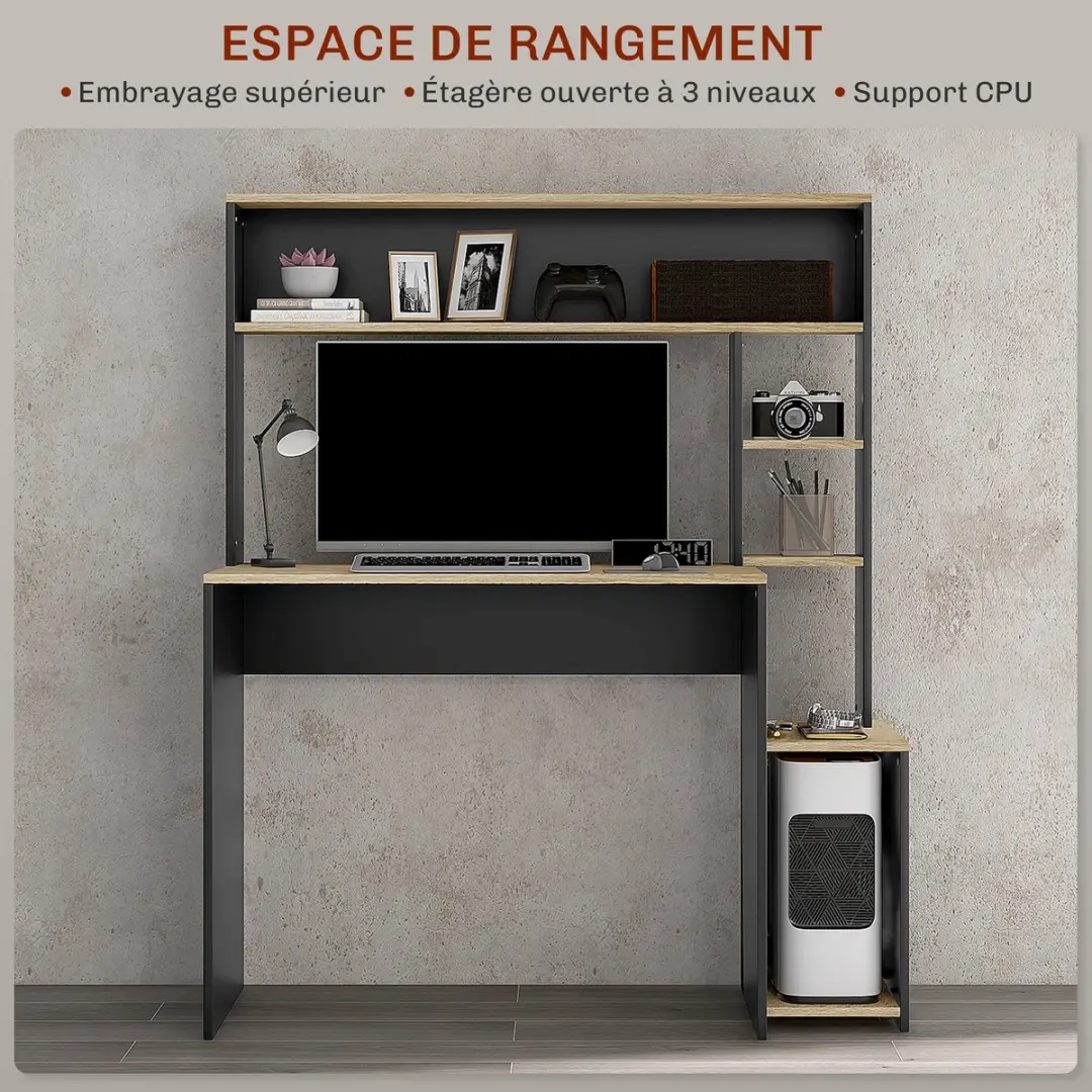 Homcom Computerbureau - 114x45x138cm - Grijs