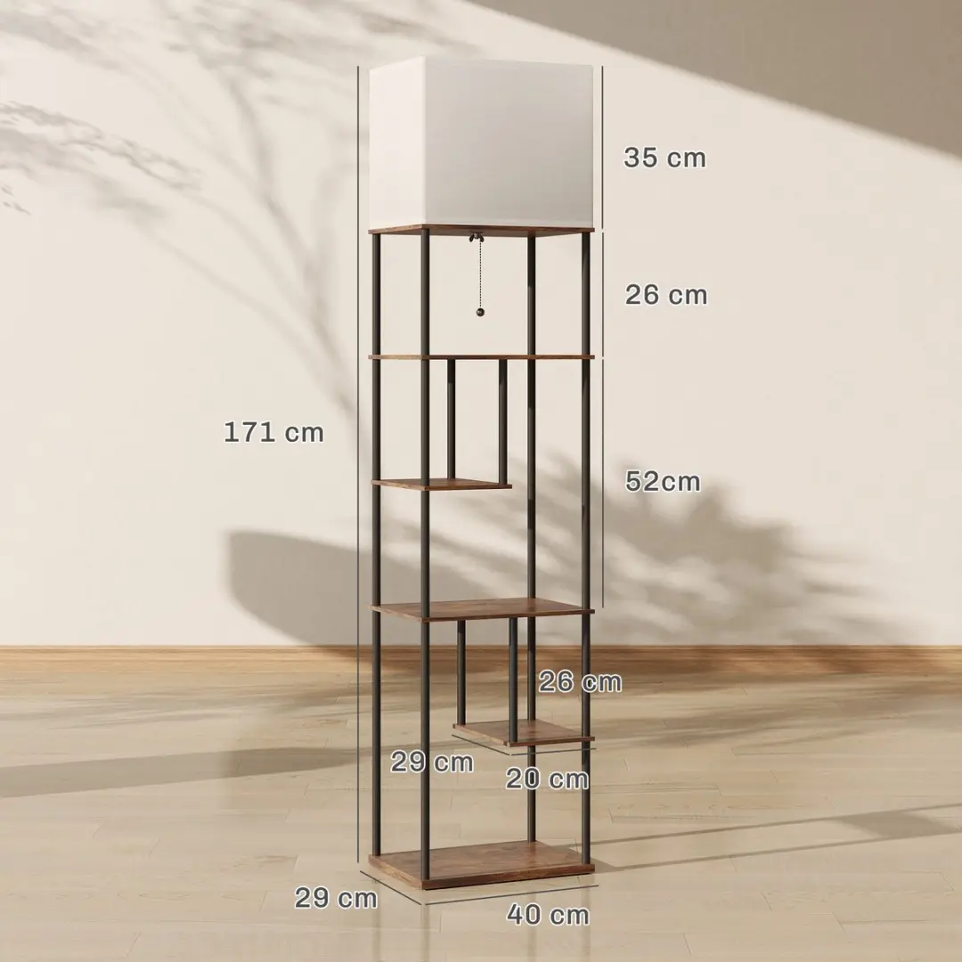 Homcom Vloerlamp Rustiek Bruin 171cm