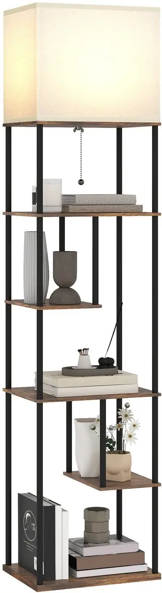 Homcom Vloerlamp Rustiek Bruin 171cm