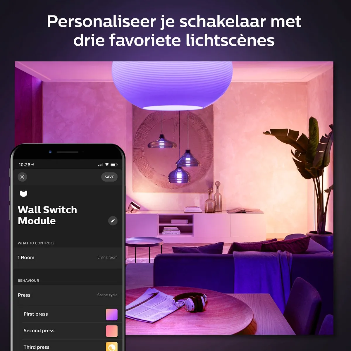 Philips Hue Wandschakelaar Module - 4 Lichtpunten - Wit