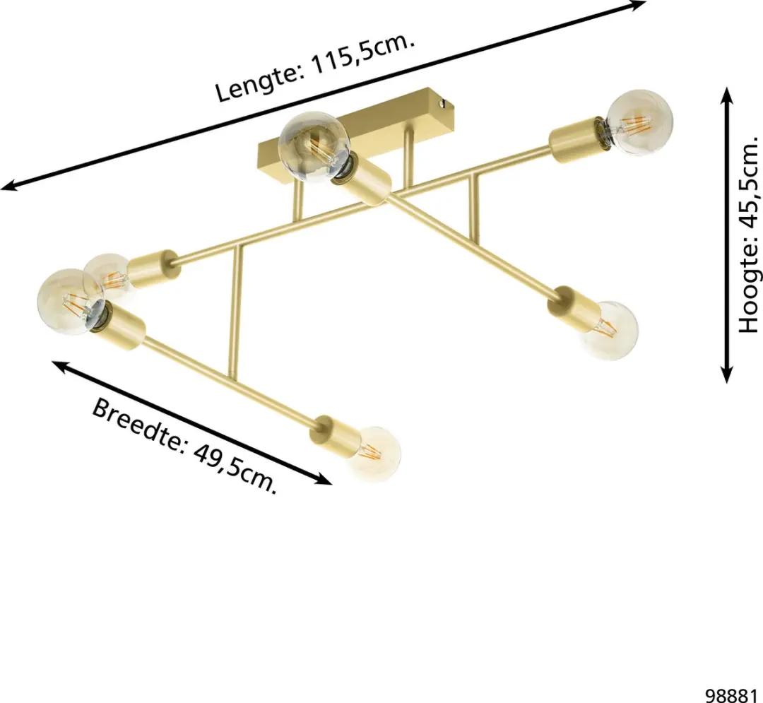 Eglo Belsiana Plafondlamp 8xE27 - 89cm - Goud