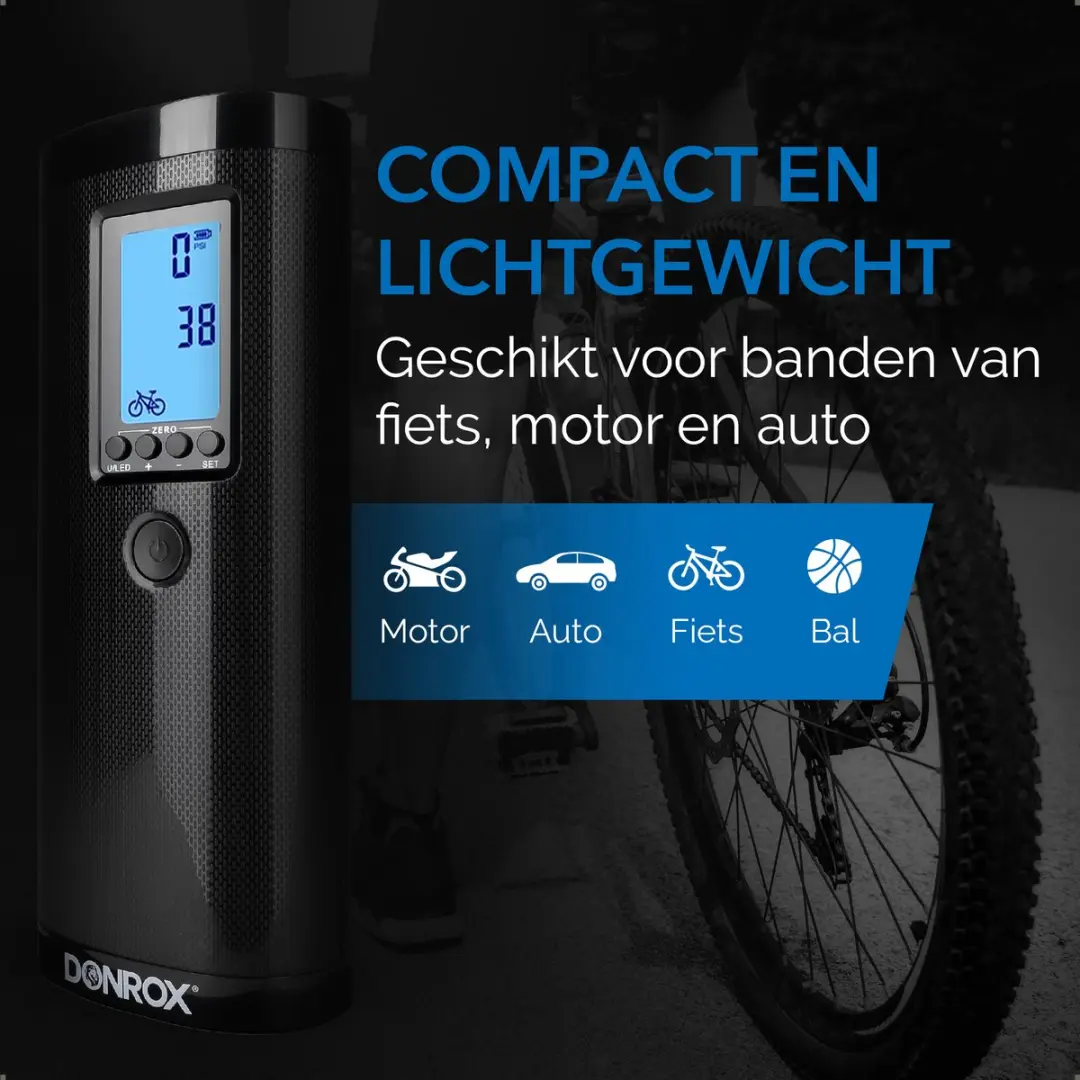 DONROX Ride F511 Compressor Bandenpomp - 20 l/min - 4000mAh