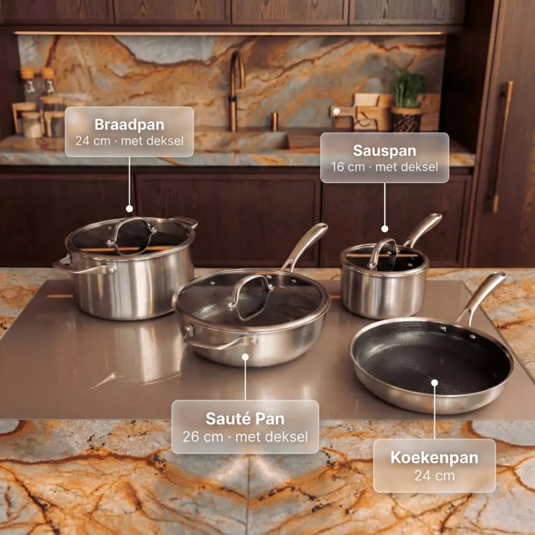 Safecourt Kitchen 7-delige Hybride Pannenset CW-HY-S07 - 24cm Braadpan