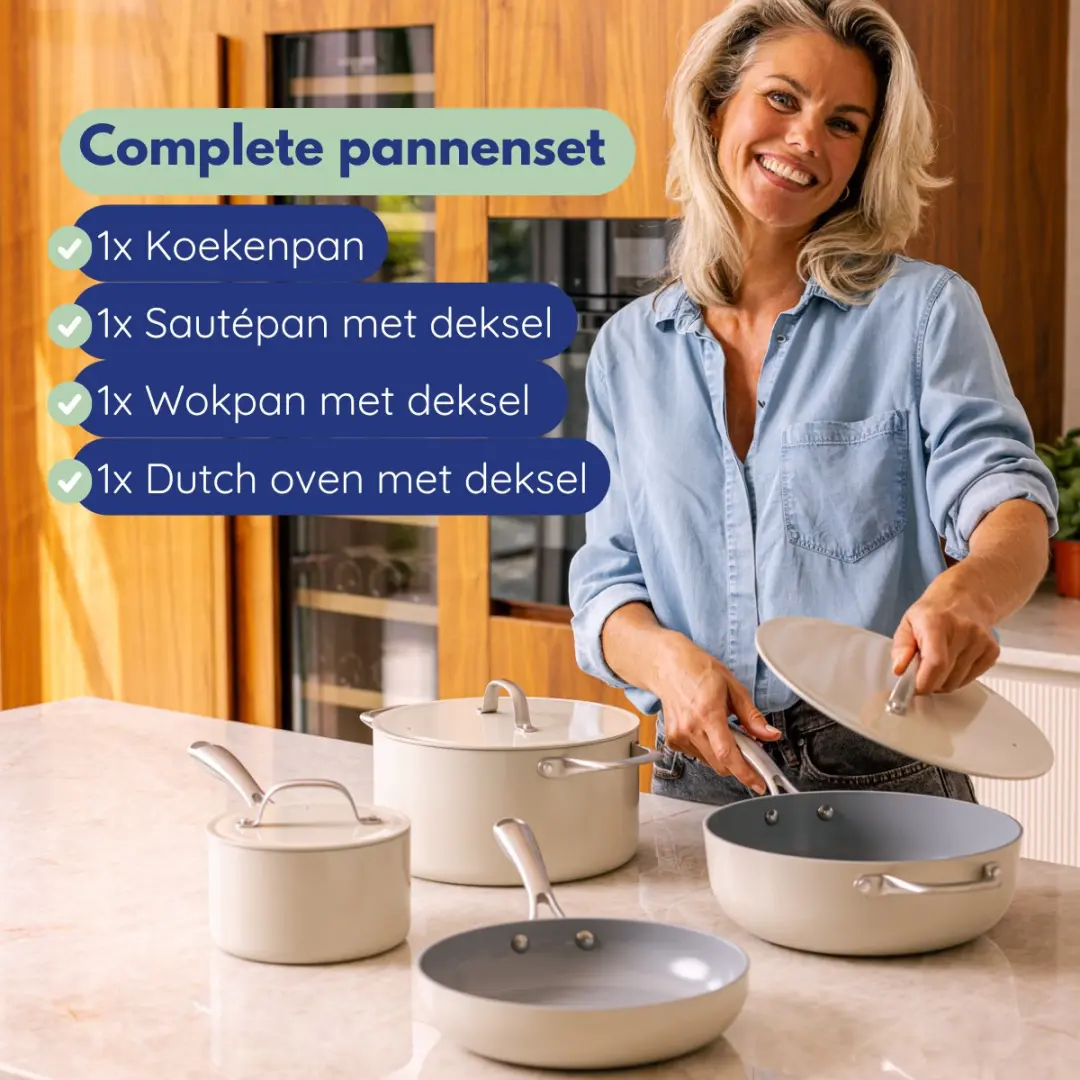 Safecourt Kitchen CW-S07-BE Keramische Pannenset 7-delig - Inductie/Gas/Elektrisch