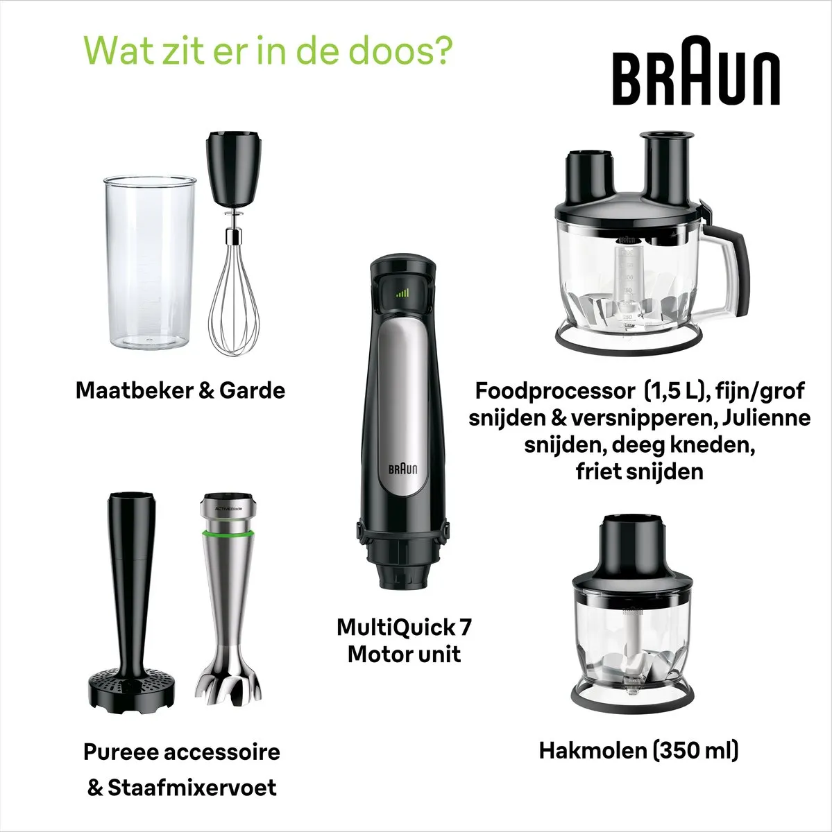 Braun MultiQuick 7X MQ7087X Staafmixer 1000W - 30 Snelheden - Zwart