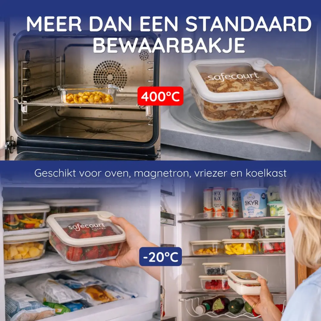 Safecourt Vershoudbak Glas 11-delig - 9.02L - Beige