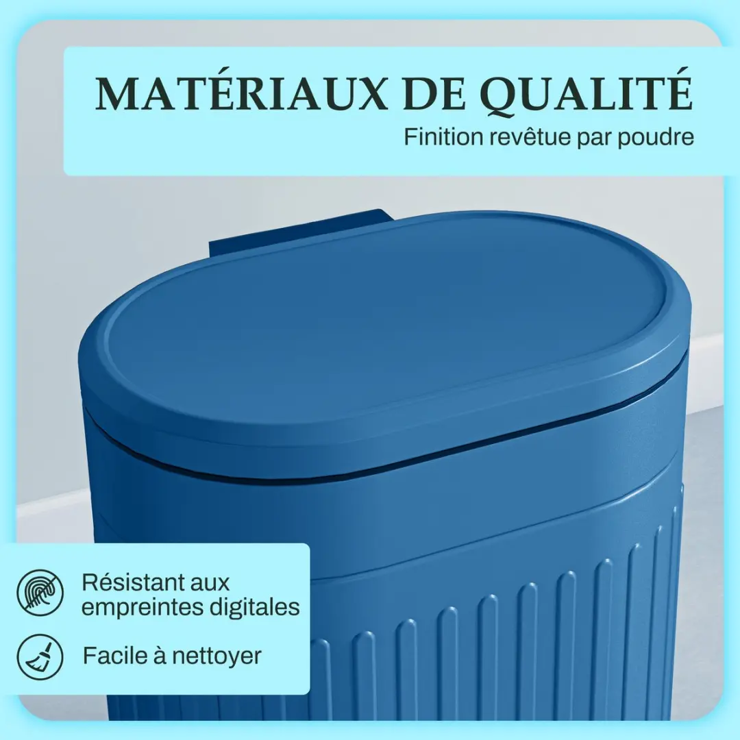 Homcom Prullenbak Metaal 851-032V00BU - 20L - Blauw