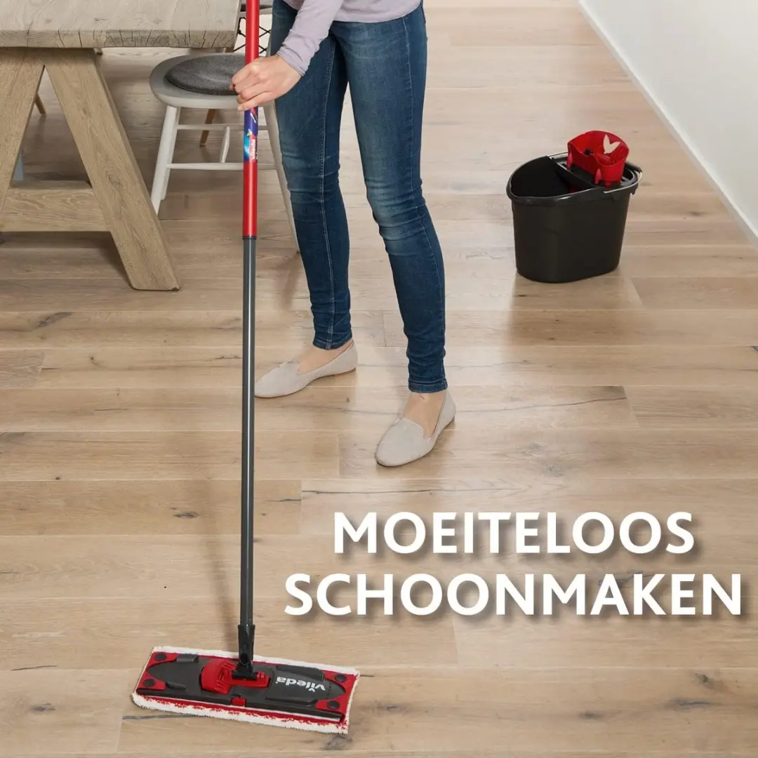Vileda Ultramax Vloerreinigingsset - Rood - met emmer en microvezelhoes