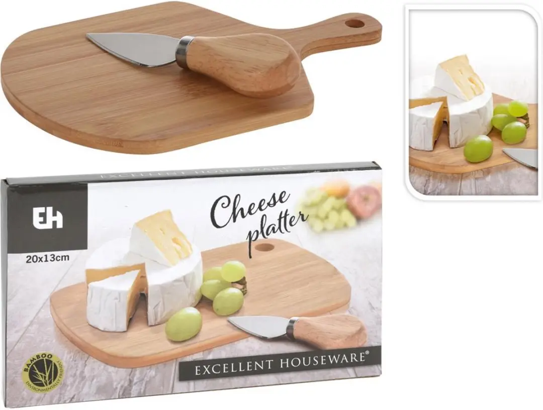 Excellent Houseware Kaasplank Bamboe 20x13cm