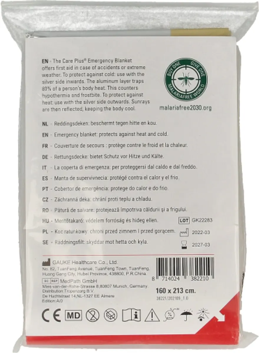 Care Plus Reddingsdeken 160x210cm