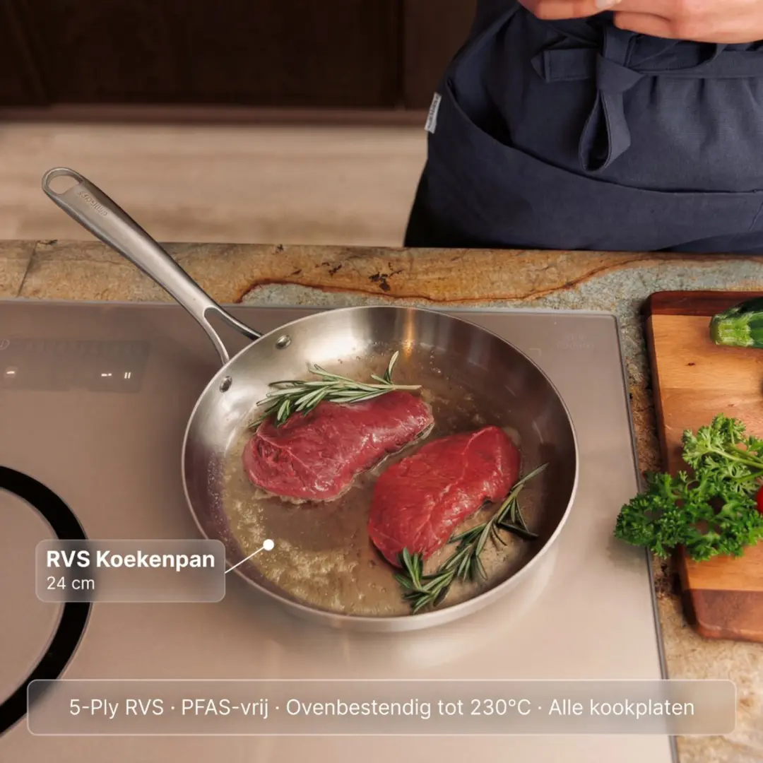 Safecourt Kitchen CW-SS-F24 RVS Koekenpan 24cm - Alle Warmtebronnen