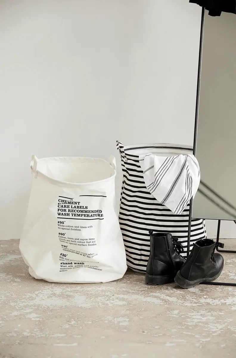 House Doctor Stripes Wasmand 60L - Ø40cm - Wit/Zwart