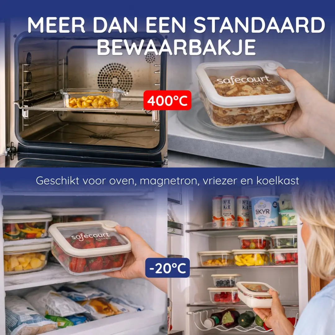 Safecourt FS-1L-BE Vershoudbak Glas 1L - Beige - afbeelding 6 van 6