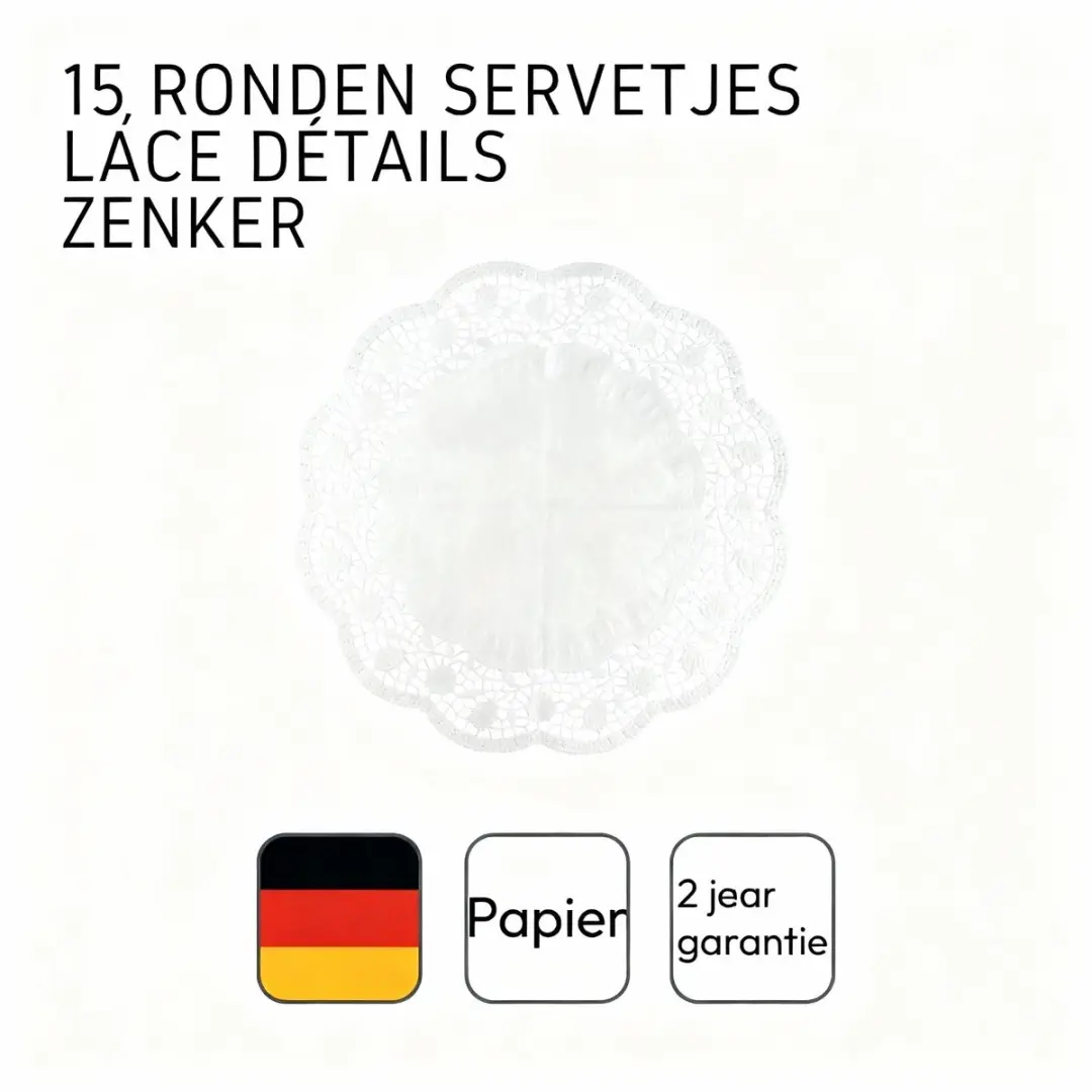 Zenker Taartplacemats Rond Wit 36cm - 15 Stuks