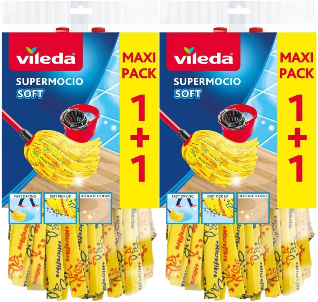 Vileda SuperMocio Soft Navulling Geel - 8 Stuks