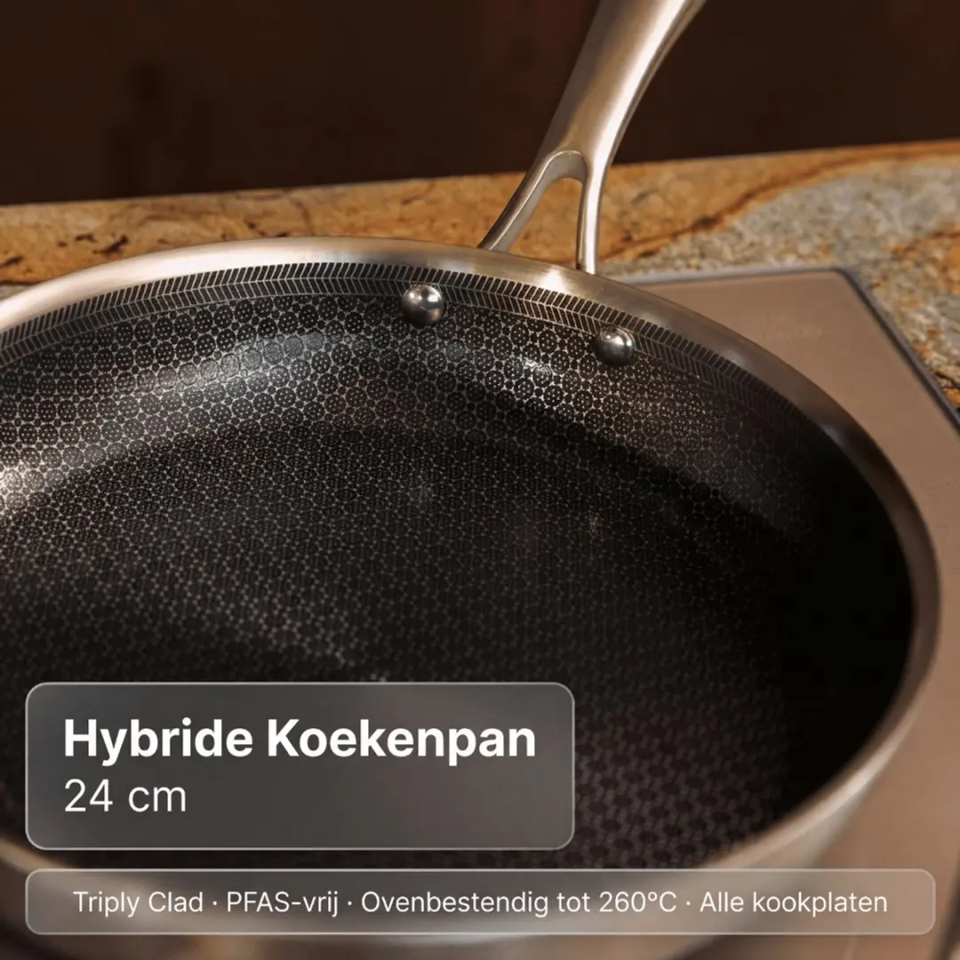 Safecourt Kitchen Hybride Koekenpan 24cm CW-HY-F24 - Alle Warmtebronnen
