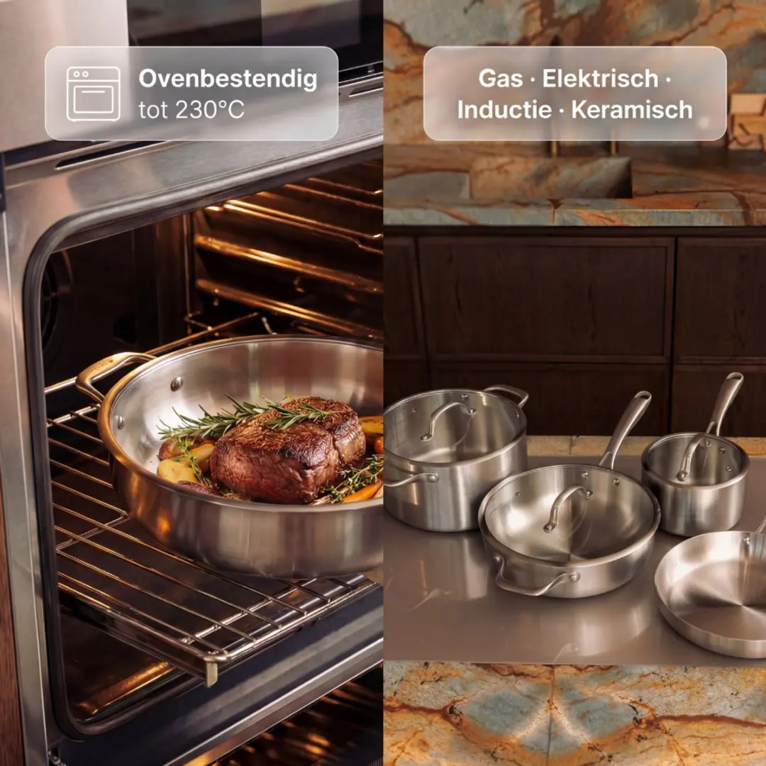 Safecourt Kitchen CW-SS-FX3 3-delige RVS Koekenpanset - 20/24/28cm