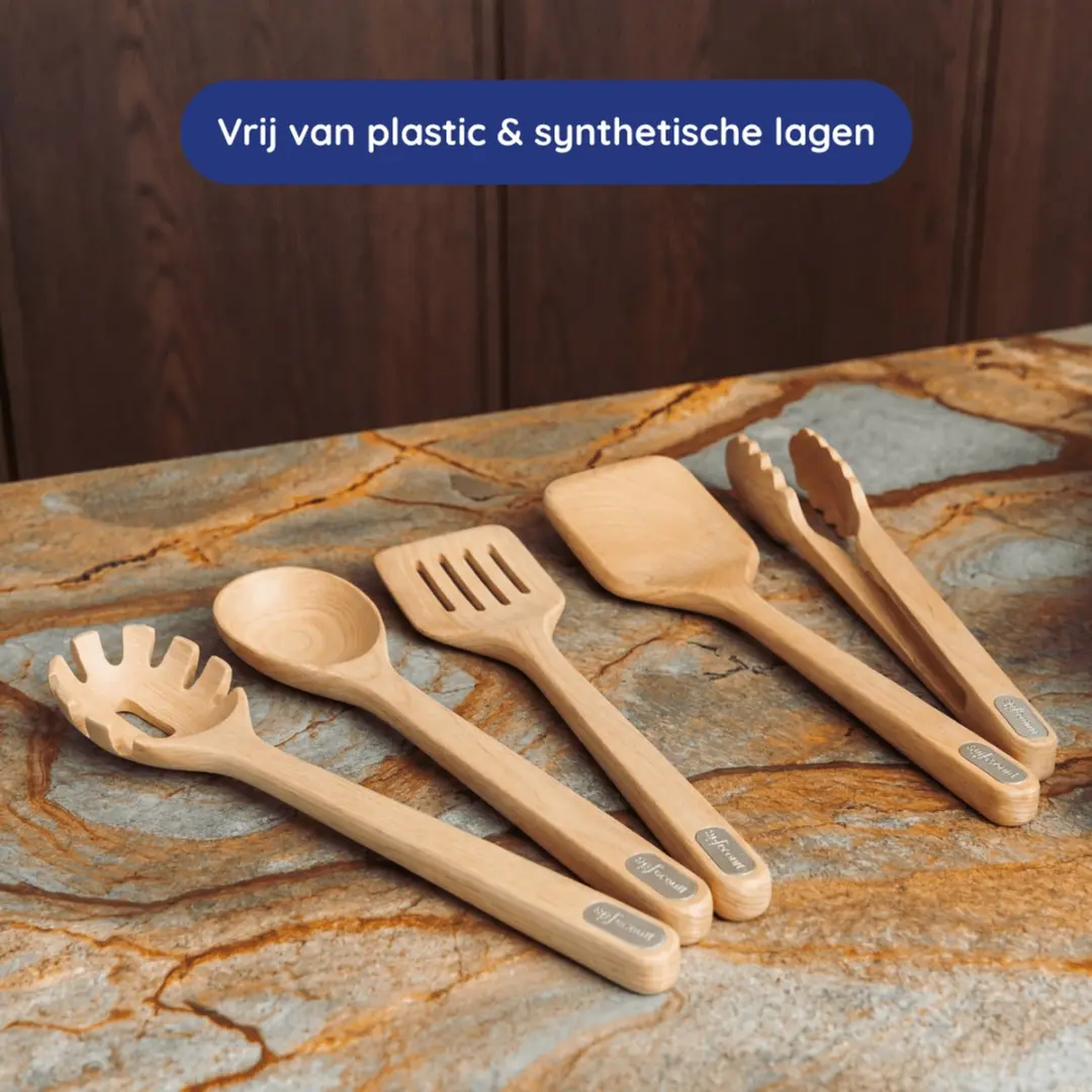 Safecourt Kitchen 5-delige Houten Spatelset - FSC Berkenhout