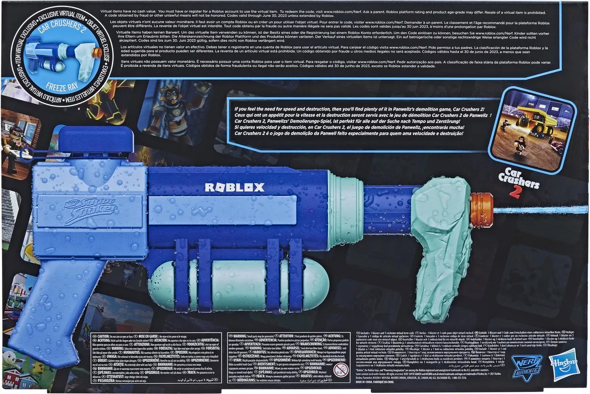 Nerf Super Soaker Roblox Car Crushers 2 Freeze Ray Waterblaster F3781 - 1L - Zwart