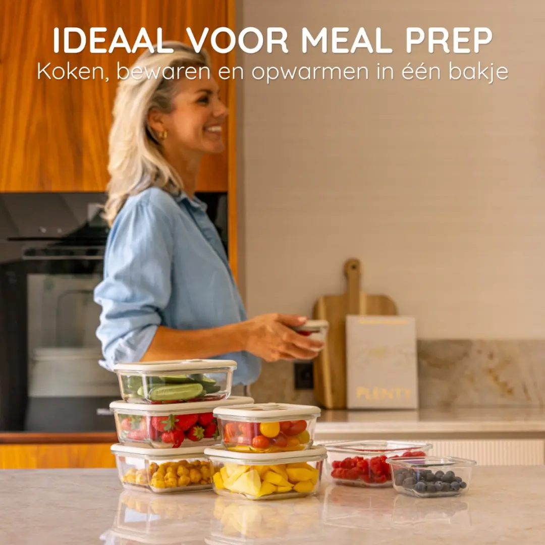 Safecourt Vershoudbakjes Glas 5-delig - 3.83L - Beige - afbeelding 6 van 6