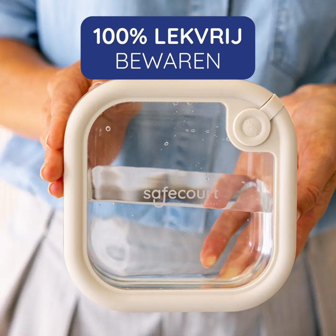Safecourt Vershoudbakjes Glas 5.58L - 8-delig Beige