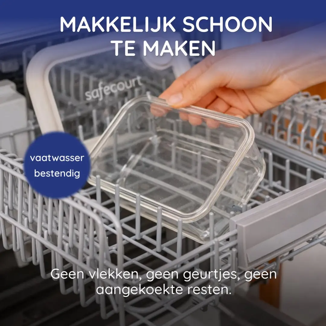 Safecourt Vershoudbakjes Glas 5.58L - 8-delig Beige