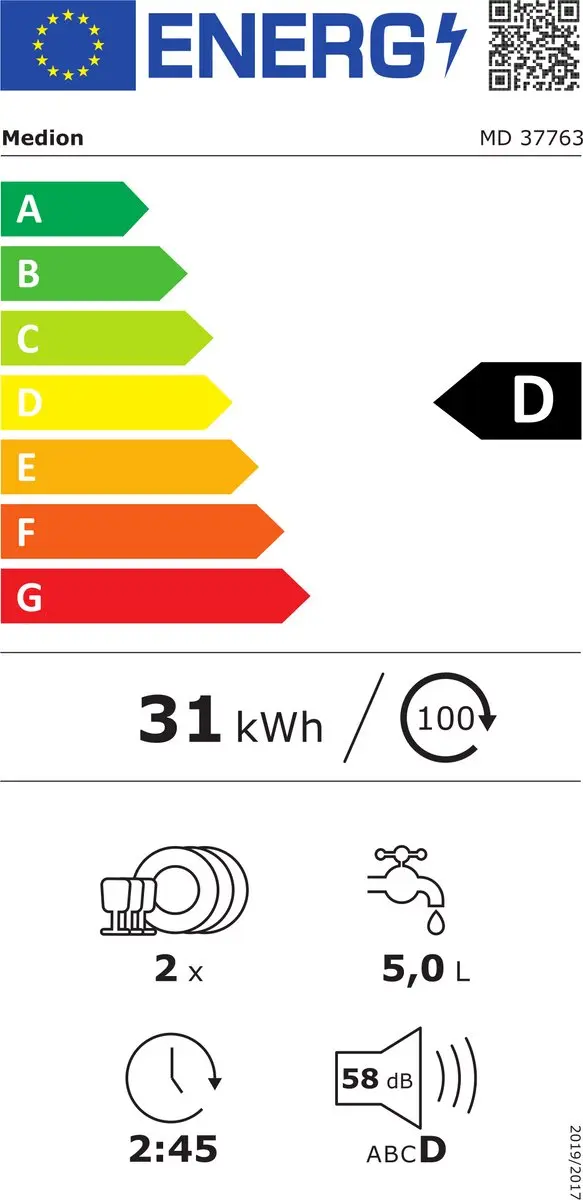Medion DWT20 Mini-Vaatwasser 2 Couverts - Zilver
