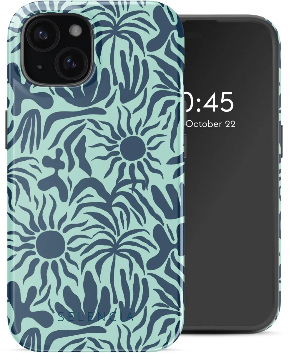 Selencia Hoesje iPhone 15 Tropical Vibes Light Blue