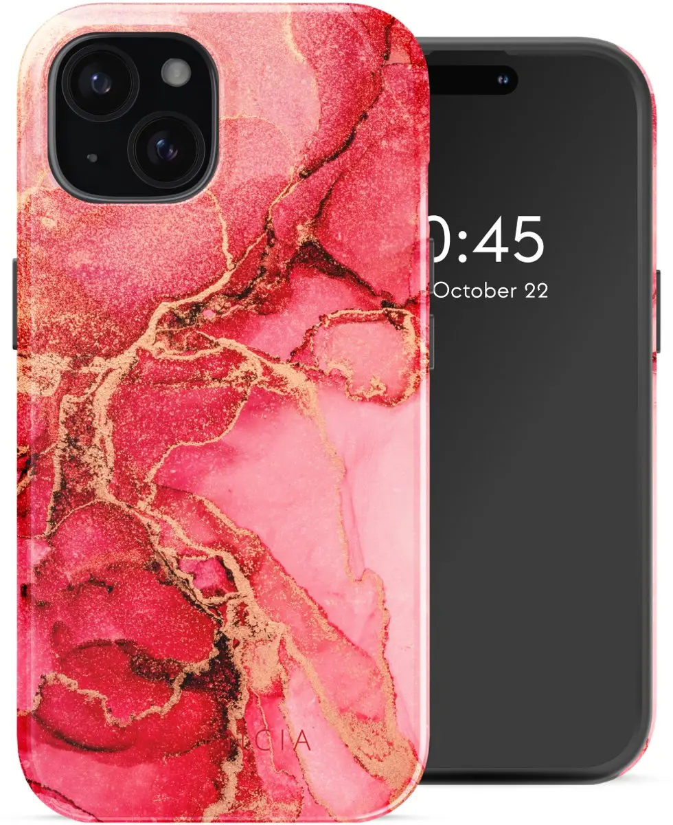 Selencia Hoesje iPhone 15 Rosy Marble