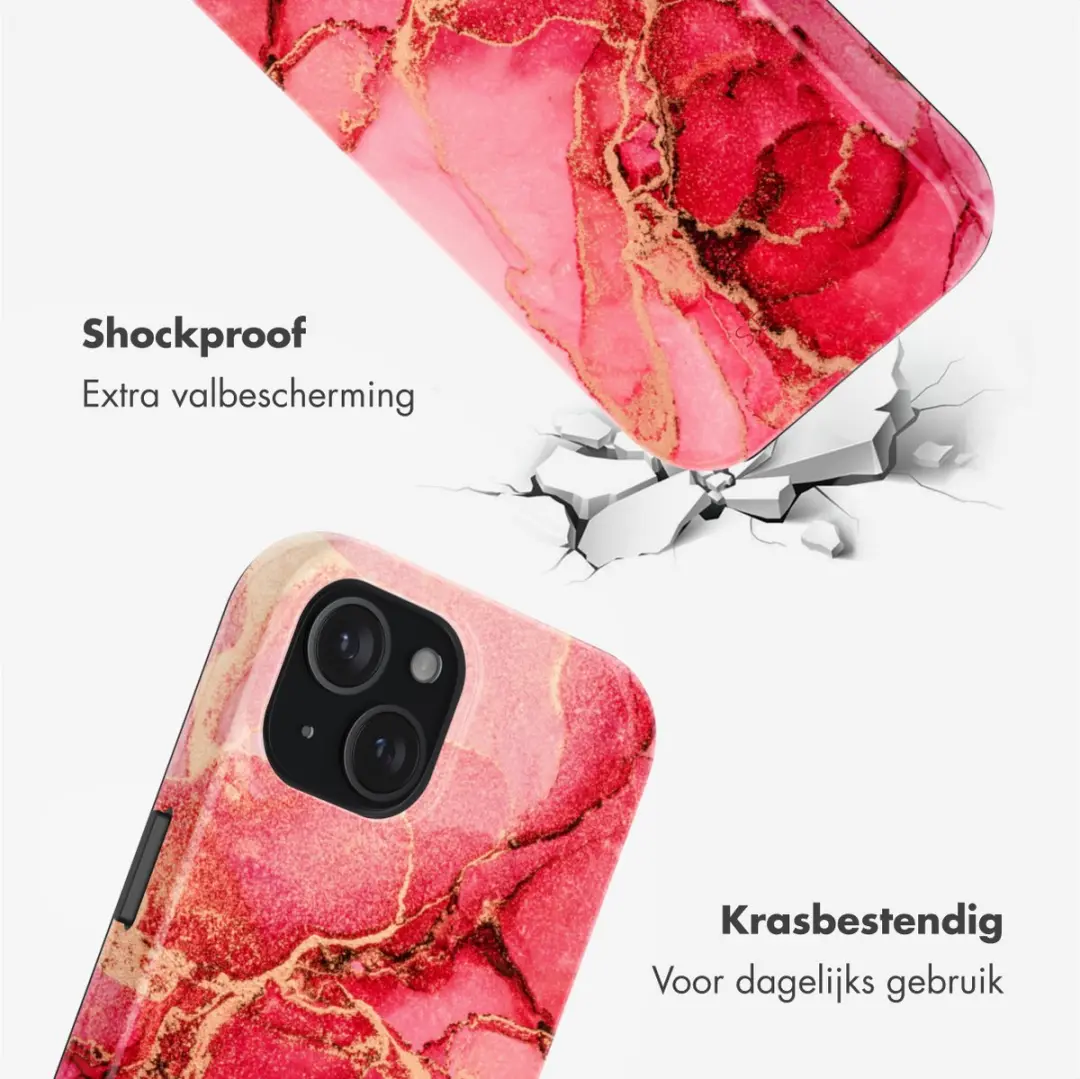 Selencia Hoesje iPhone 15 Rosy Marble - MagSafe