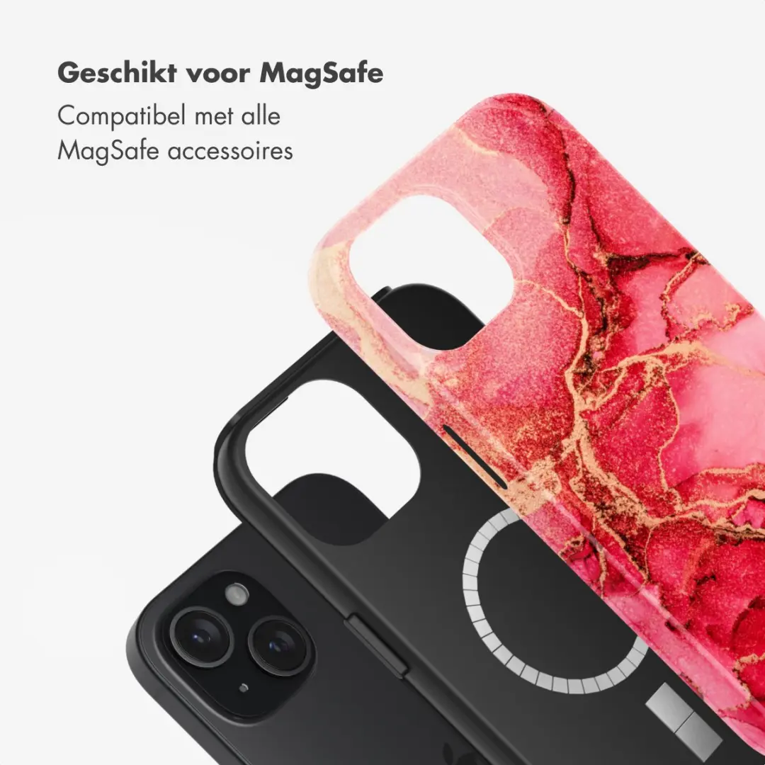 Selencia Hoesje iPhone 15 Rosy Marble - MagSafe
